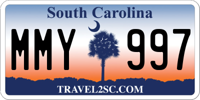 SC license plate MMY997