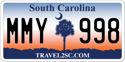 SC license plate MMY998