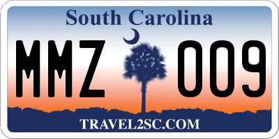 SC license plate MMZ009