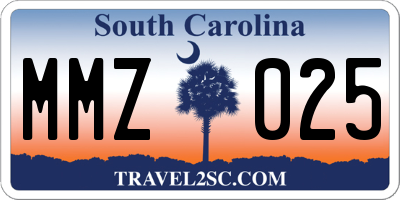 SC license plate MMZ025