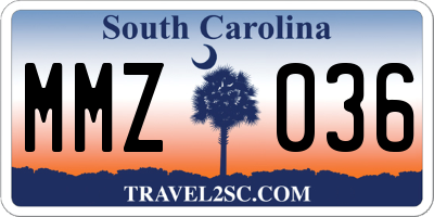 SC license plate MMZ036