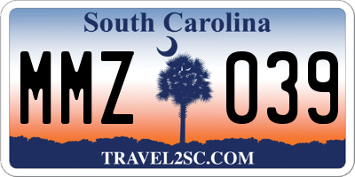 SC license plate MMZ039