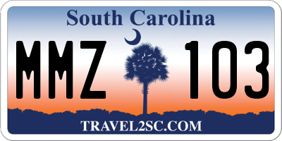 SC license plate MMZ103