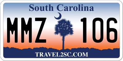 SC license plate MMZ106