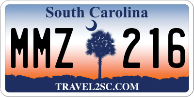 SC license plate MMZ216