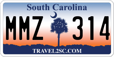 SC license plate MMZ314