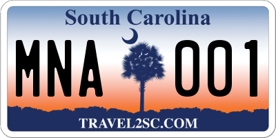 SC license plate MNA001