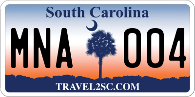 SC license plate MNA004