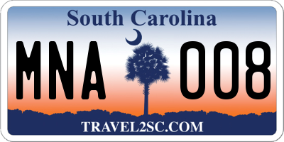 SC license plate MNA008