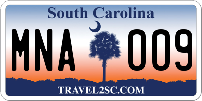 SC license plate MNA009