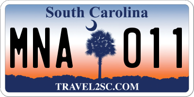 SC license plate MNA011