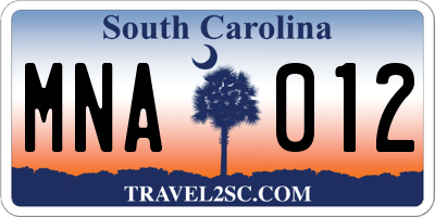SC license plate MNA012
