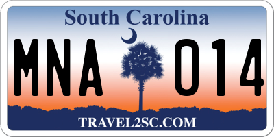 SC license plate MNA014