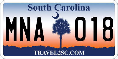 SC license plate MNA018