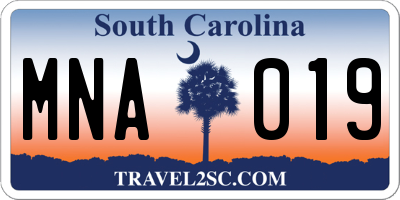 SC license plate MNA019