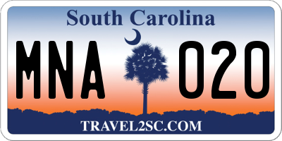 SC license plate MNA020