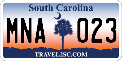 SC license plate MNA023