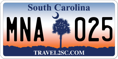 SC license plate MNA025