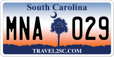 SC license plate MNA029