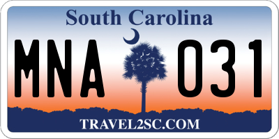 SC license plate MNA031