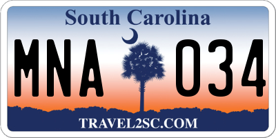 SC license plate MNA034