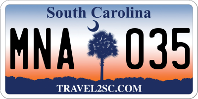 SC license plate MNA035