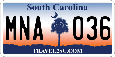 SC license plate MNA036