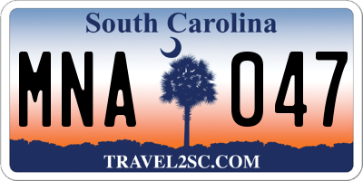 SC license plate MNA047