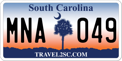 SC license plate MNA049