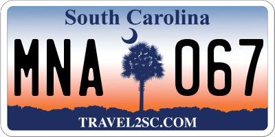 SC license plate MNA067