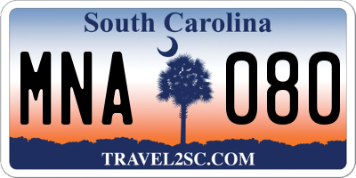 SC license plate MNA080