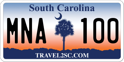 SC license plate MNA100