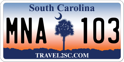SC license plate MNA103