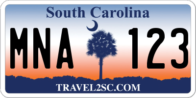 SC license plate MNA123