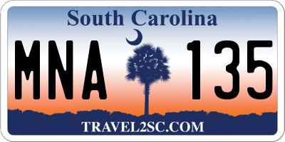 SC license plate MNA135