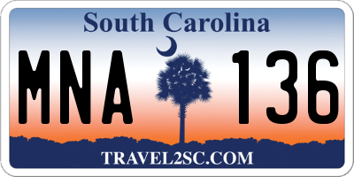 SC license plate MNA136