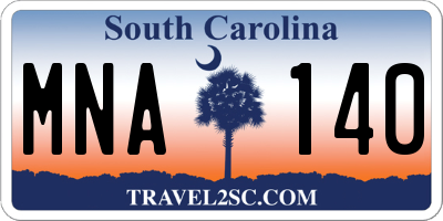 SC license plate MNA140