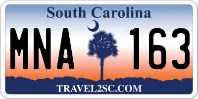 SC license plate MNA163