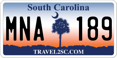 SC license plate MNA189