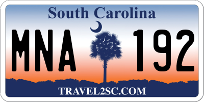 SC license plate MNA192