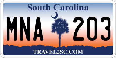 SC license plate MNA203