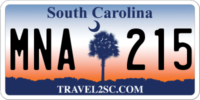 SC license plate MNA215