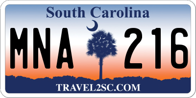 SC license plate MNA216