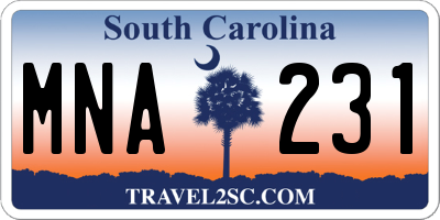 SC license plate MNA231