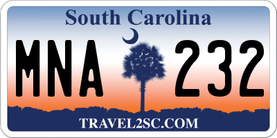 SC license plate MNA232