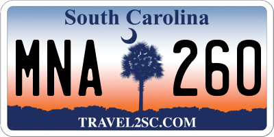 SC license plate MNA260