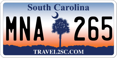 SC license plate MNA265