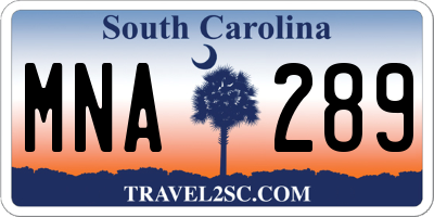 SC license plate MNA289