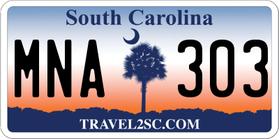 SC license plate MNA303