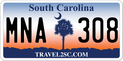 SC license plate MNA308